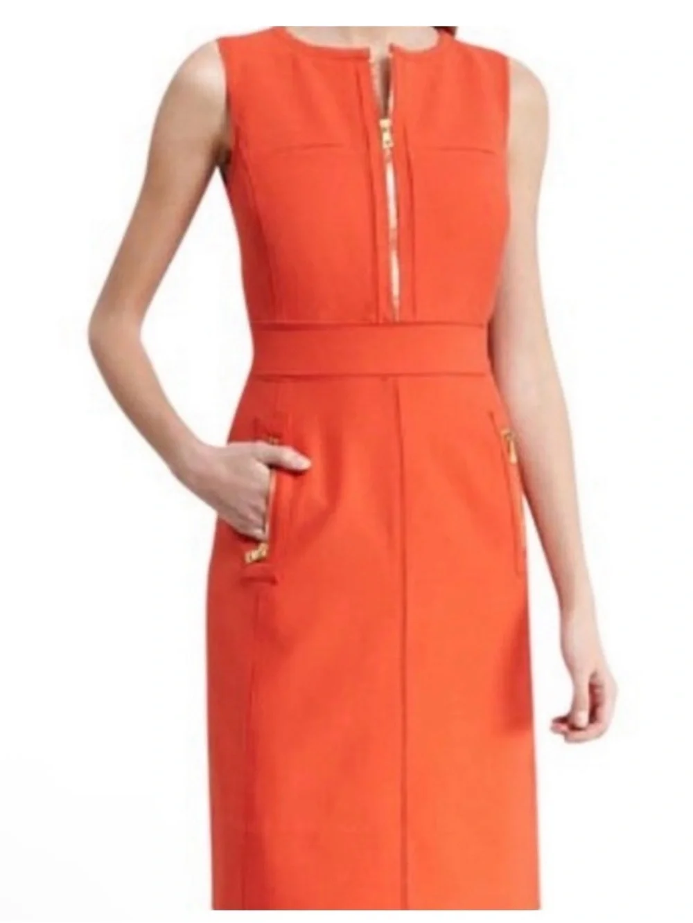 TORY BURCH  Mariel Sleeveless Marmalade Color  Dress Size 10 Wool Blend